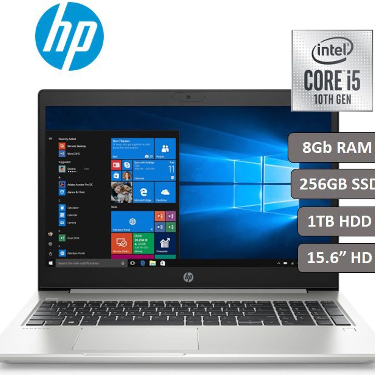 HP - Laptop HP ProBook B450 G7 Core i5-10210U 8GB RAM 256GB SSD, 1TB HDD Pantalla 15.6" HD Windows 10 pro