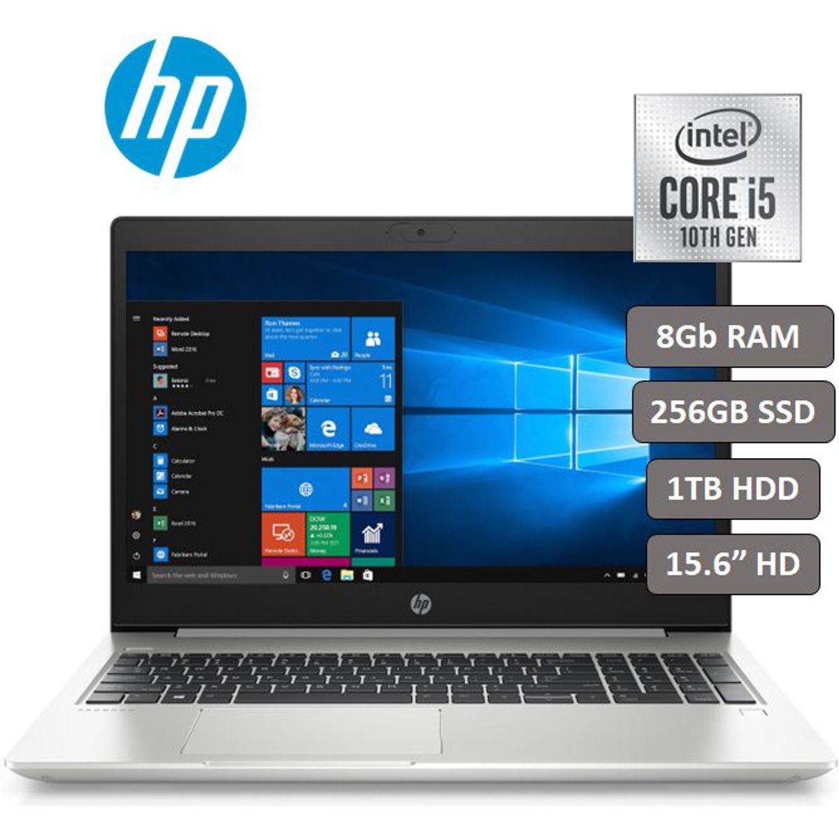 HP - Laptop HP ProBook B450 G7 Core i5-10210U 8GB RAM 256GB SSD, 1TB HDD Pantalla 15.6" HD Windows 10 pro