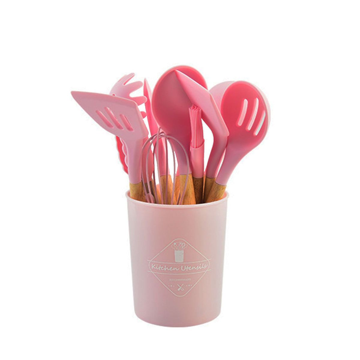 GENERICO - Set de Utensilios Multifuncional para Cocina de Silicona - Rosado