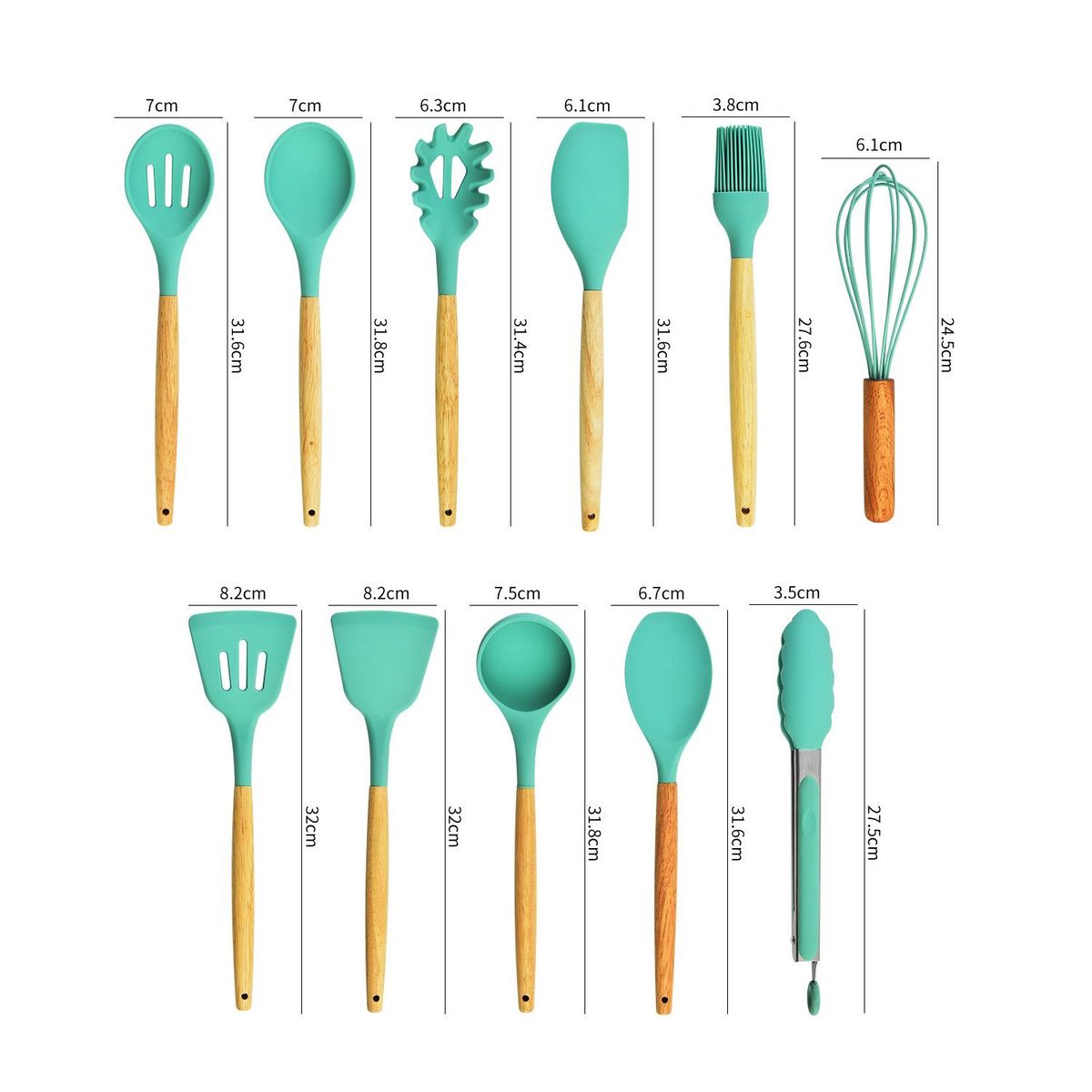 GENERICO - Set de Utensilios Multifuncional para Cocina de Silicona - Verde