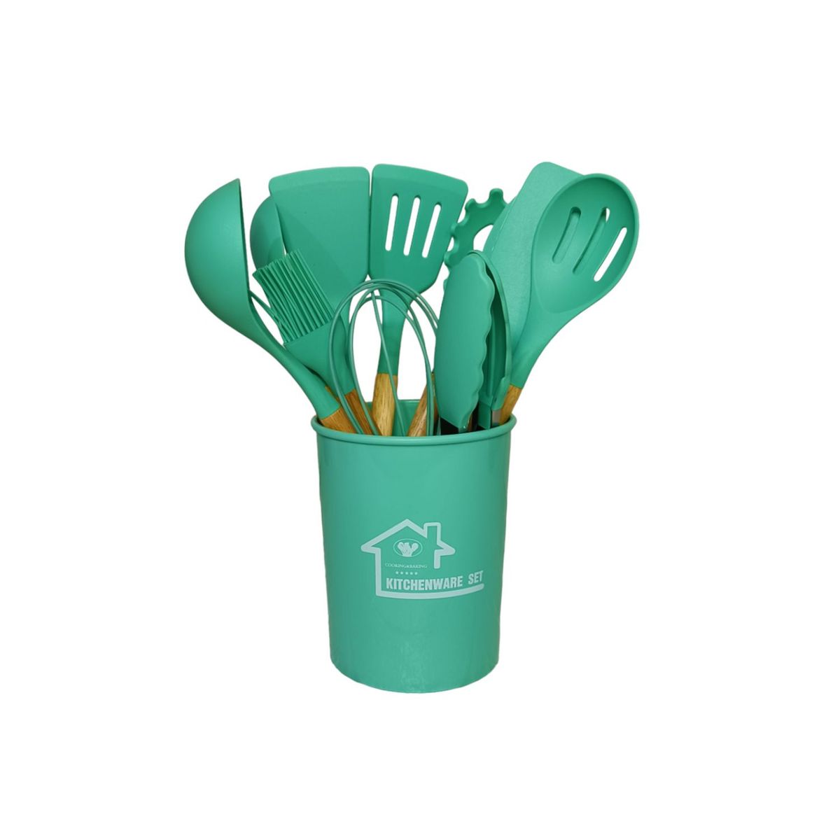 GENERICO - Set de Utensilios Multifuncional para Cocina de Silicona - Verde