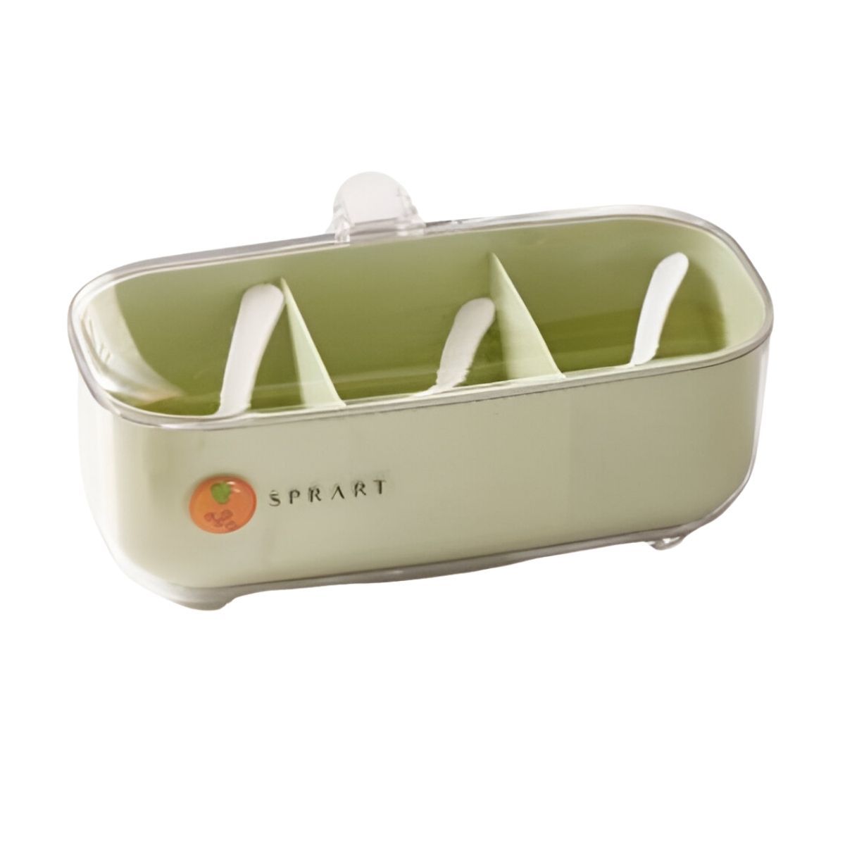 ELMEJORPRECIO - Condimentero De 3 Divisiones Con Tapa Y Cucharitas Verde