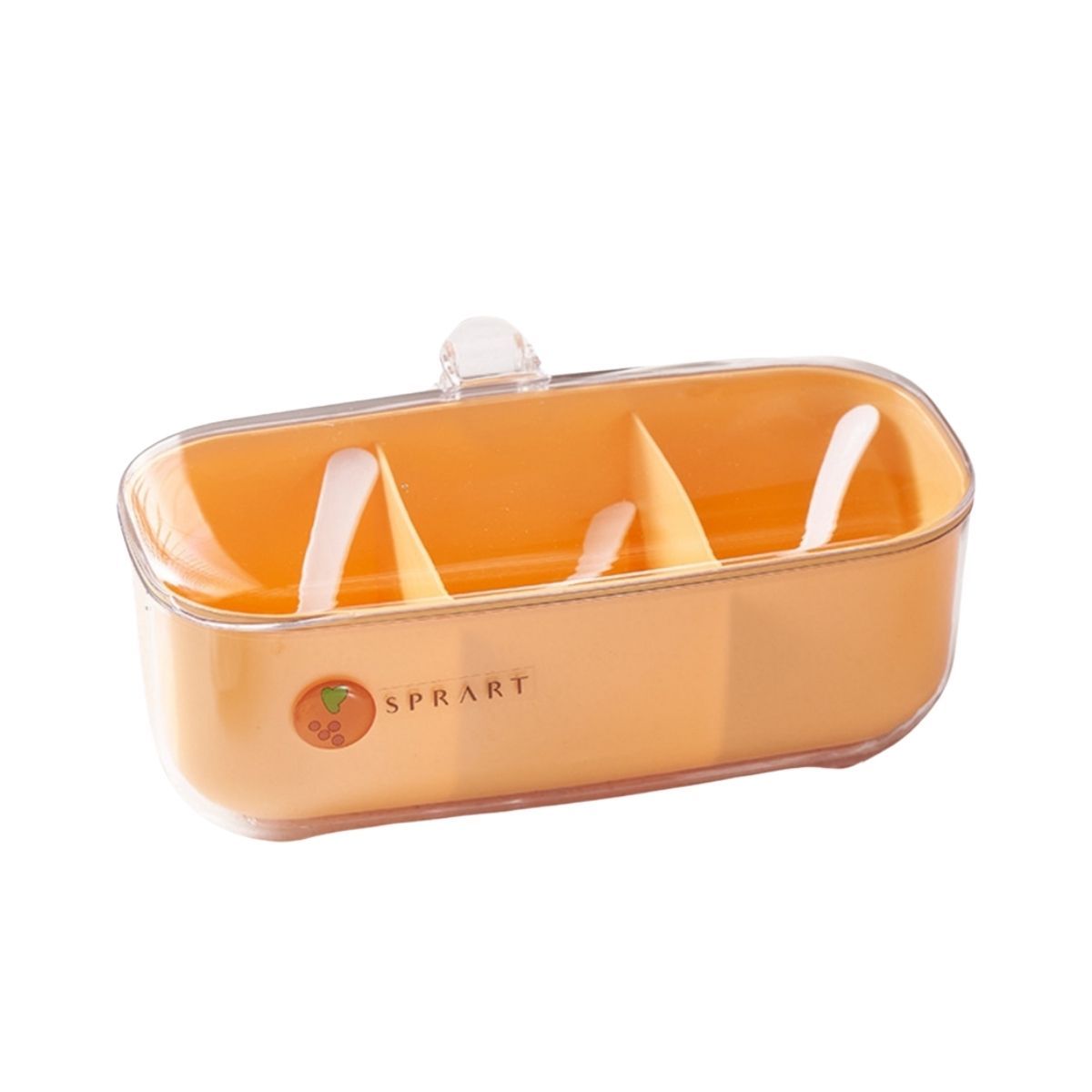 ELMEJORPRECIO - Condimentero De 3 Divisiones Con Tapa Y Cucharitas Amarillo