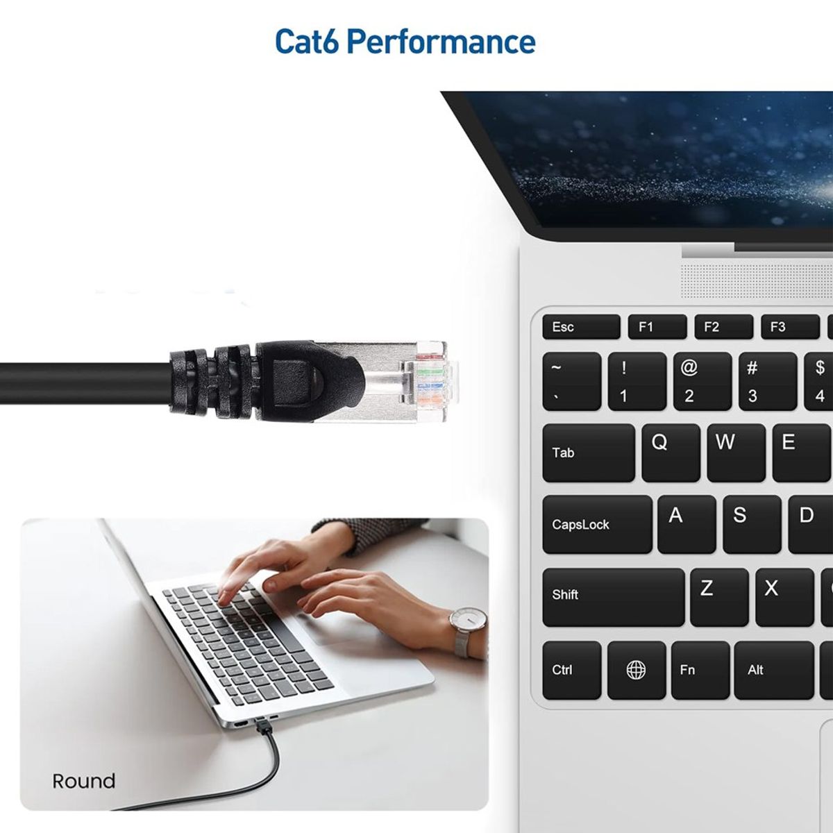 UGREEN - Cable de Red Cat 6 Ugreen Rj45 1Gbps 1 Metro Patch Cord 100% cobre