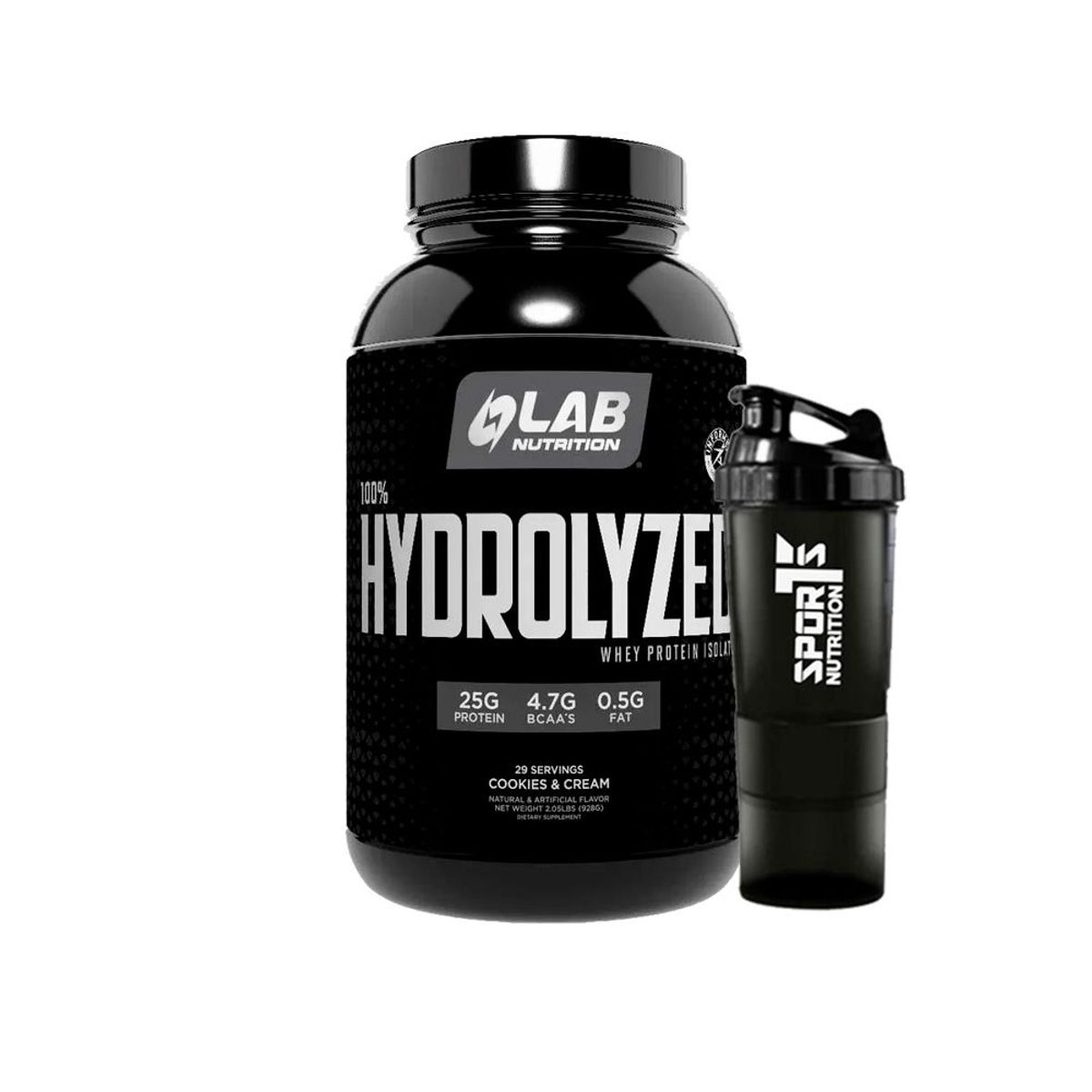 LAB NUTRITION USA - 100 HYDROLYZED Cookies and Cream 2LB+SmartShaker