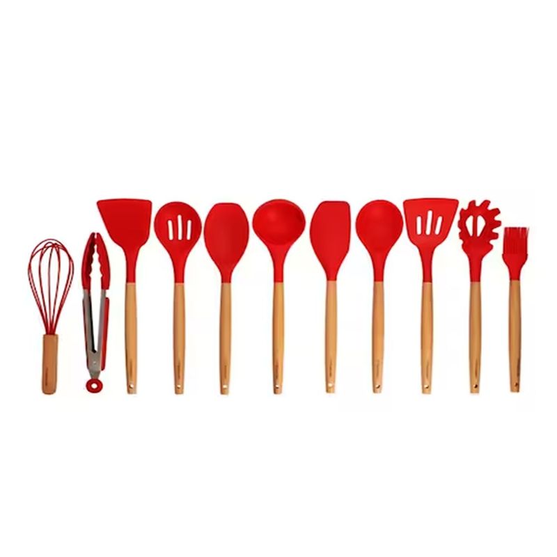 GENERICO - Set de Utensilios Multifuncional para Cocina de Silicona - Rojo.