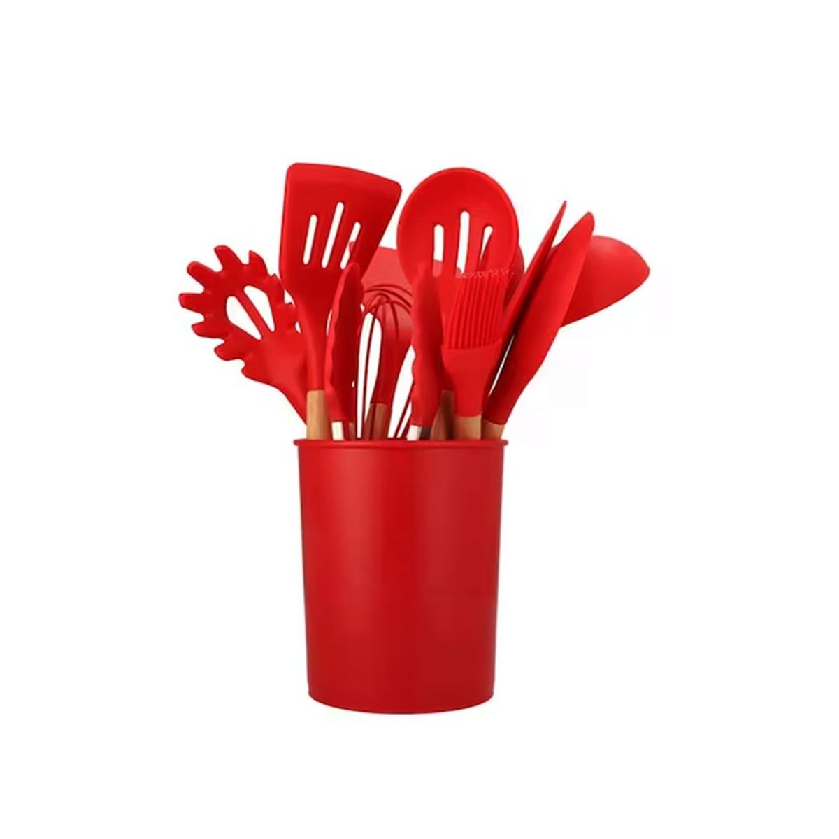 GENERICO - Set de Utensilios Multifuncional para Cocina de Silicona - Rojo.