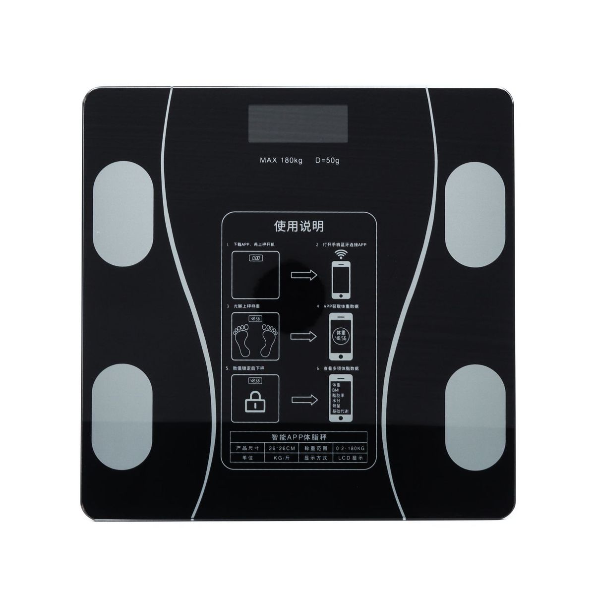 GENERICO - Balanza Inteligente Digital Bluetooth 180kg