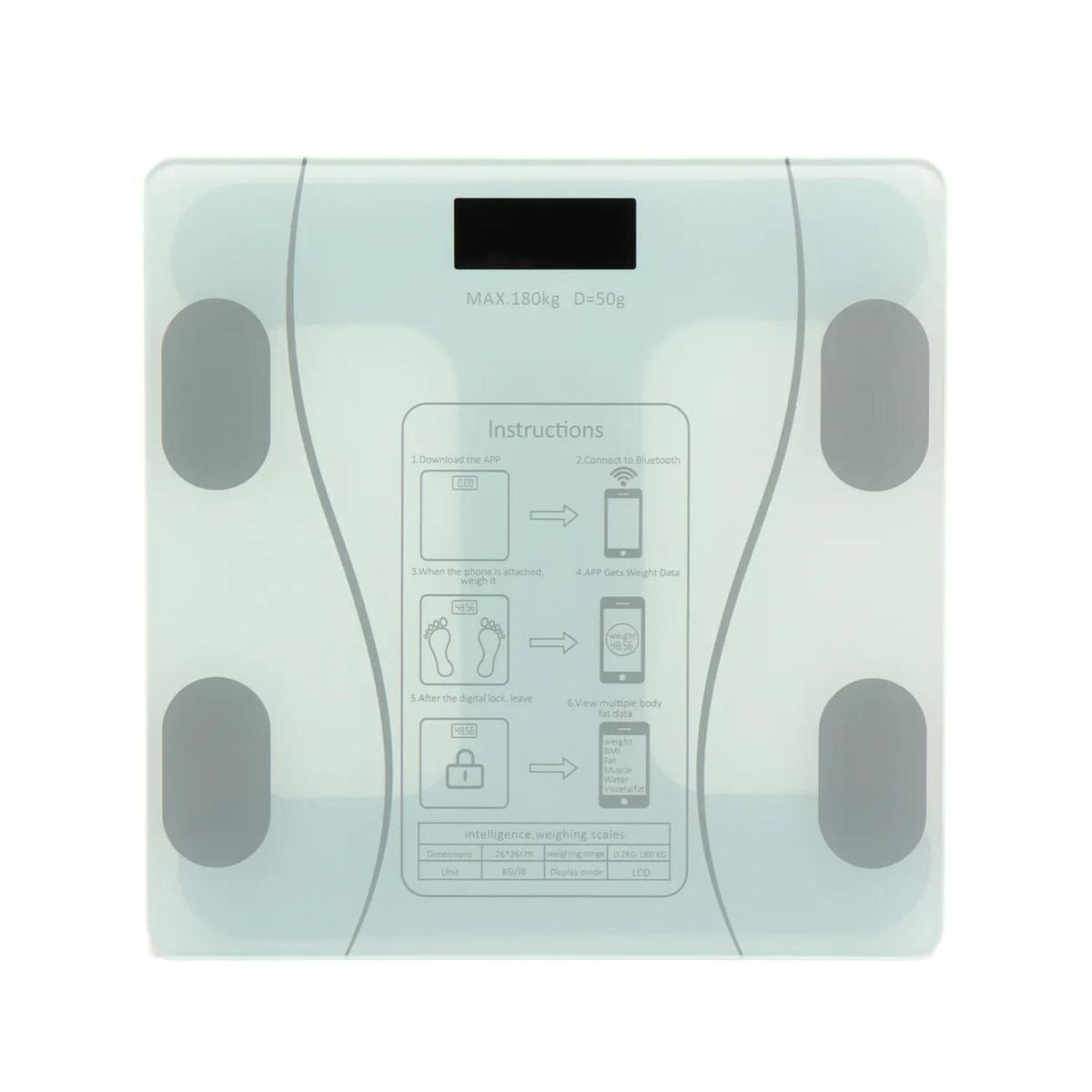 GENERICO - Balanza Inteligente Digital Bluetooth 180kg