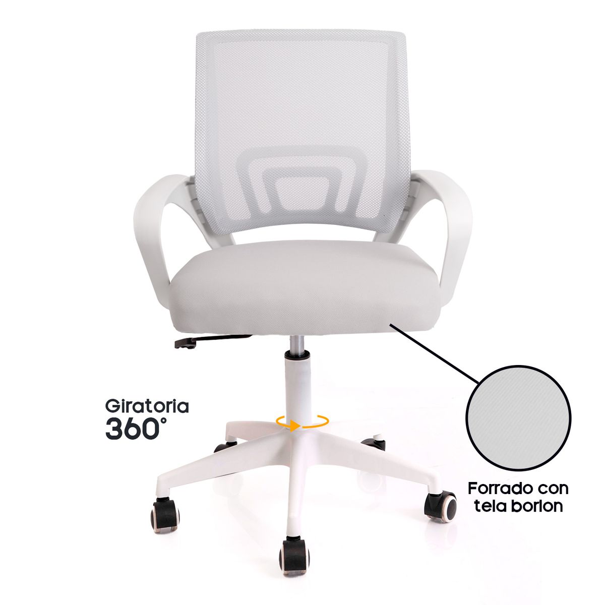 INIUS - Silla de Oficina Ergonómica Jane con Soporte Lumbar - Gris Claro