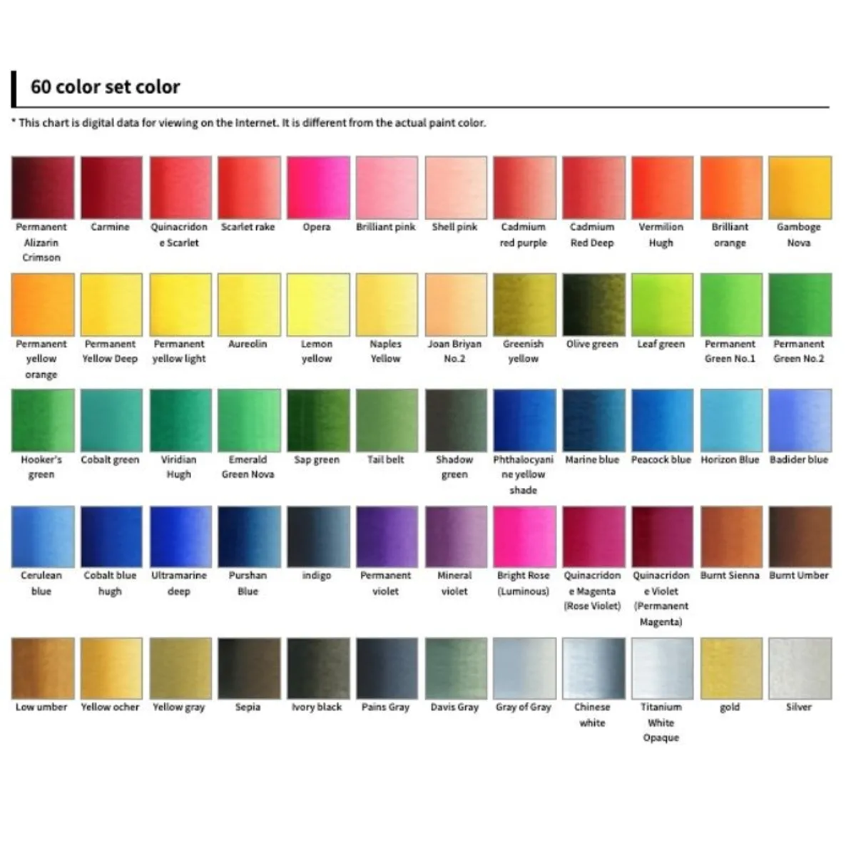 GENERICO - HOLBEIN Acuarelas Set 5ml 60 colores