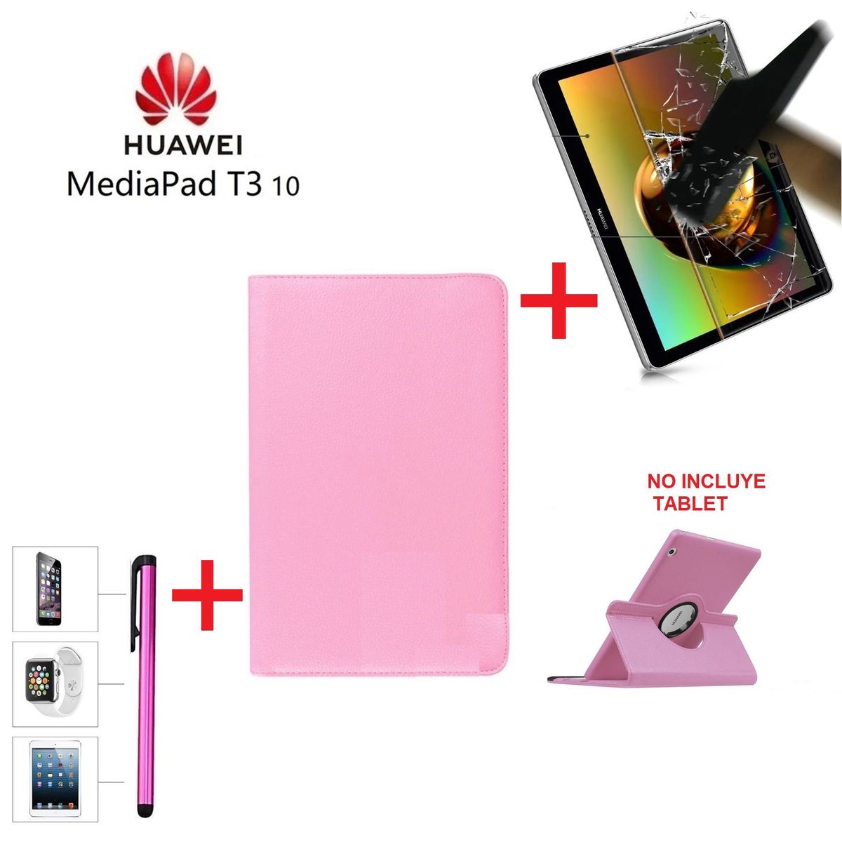 GENERICO - Funda + Mica + Lapiz para Huawei MediaPad T3 10 Protector Flip Cover
