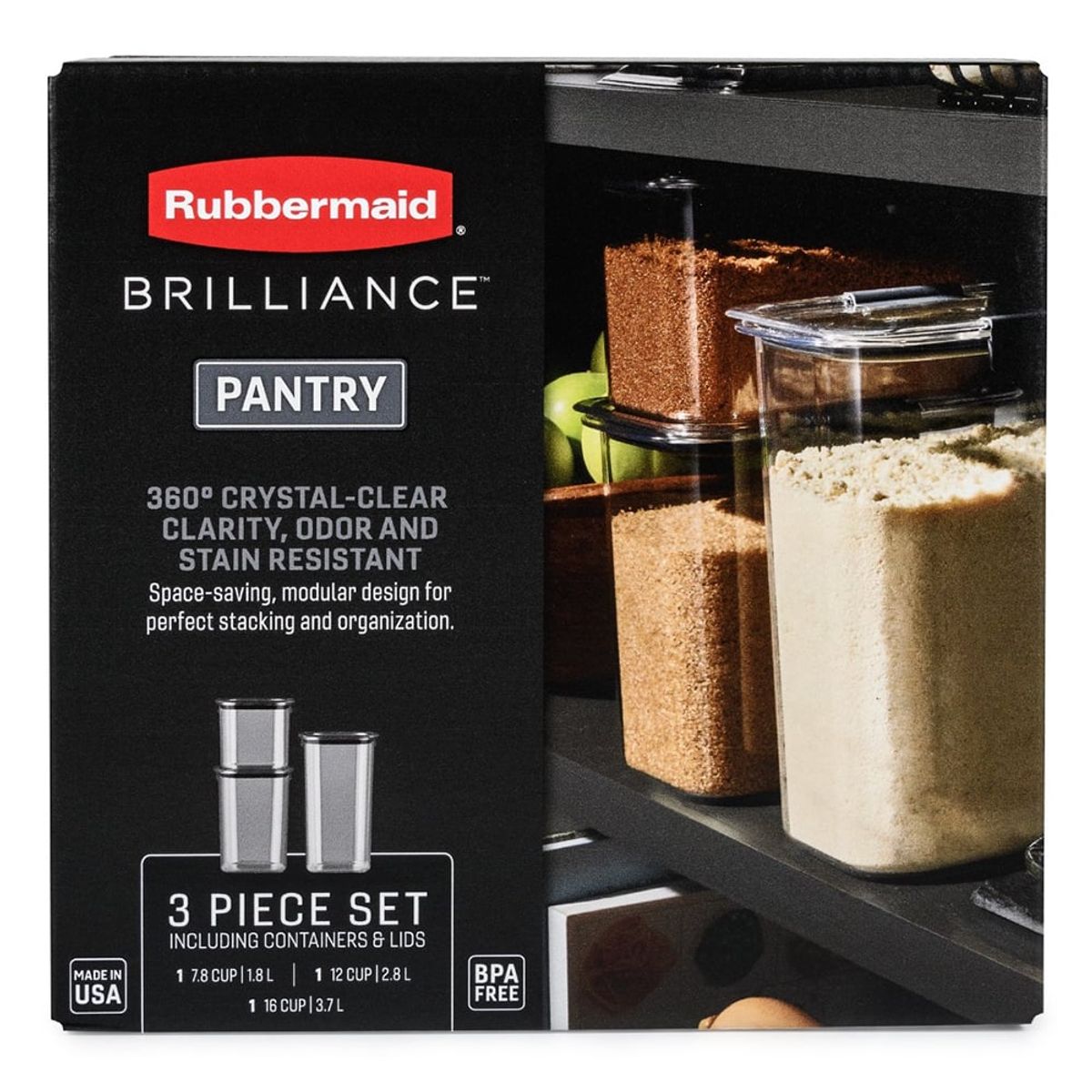 RUBBERMAID - Juego de 3 Recipientes para Alimentos Rubbermaid 2142033