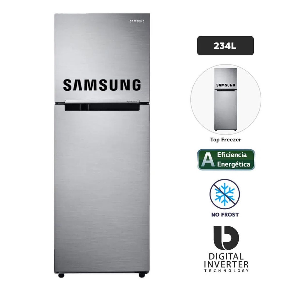 SAMSUNG - Refrigeradora Samsung 234L Top Freezer Rt22FARSDS8Pe INOX