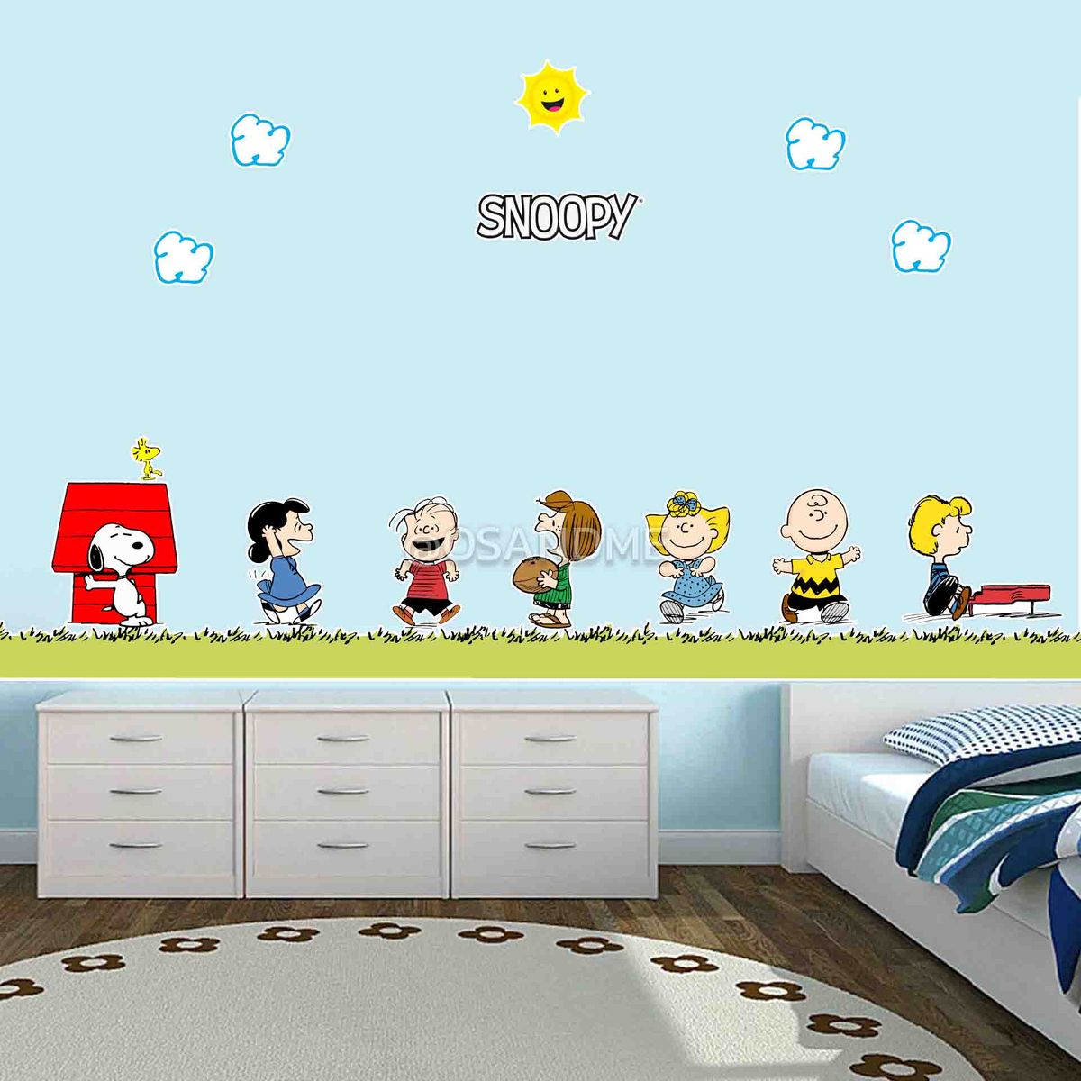GENERICO - Vinilo Infantil Snoopy Charlie Brown decoracion para niños