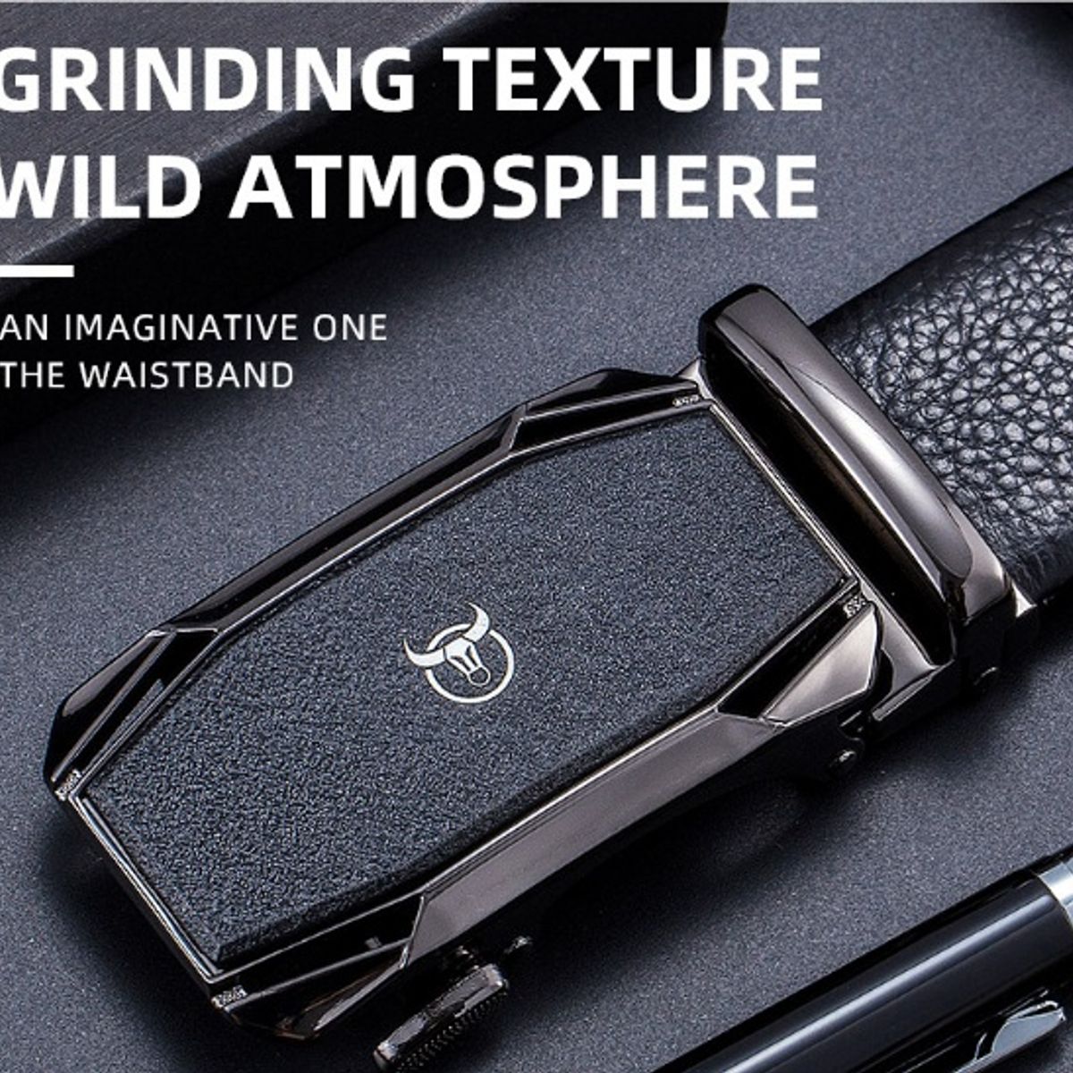 BULLCAPTAIN - Cinturon Correa de Cuero Bullcaptain Negro PC