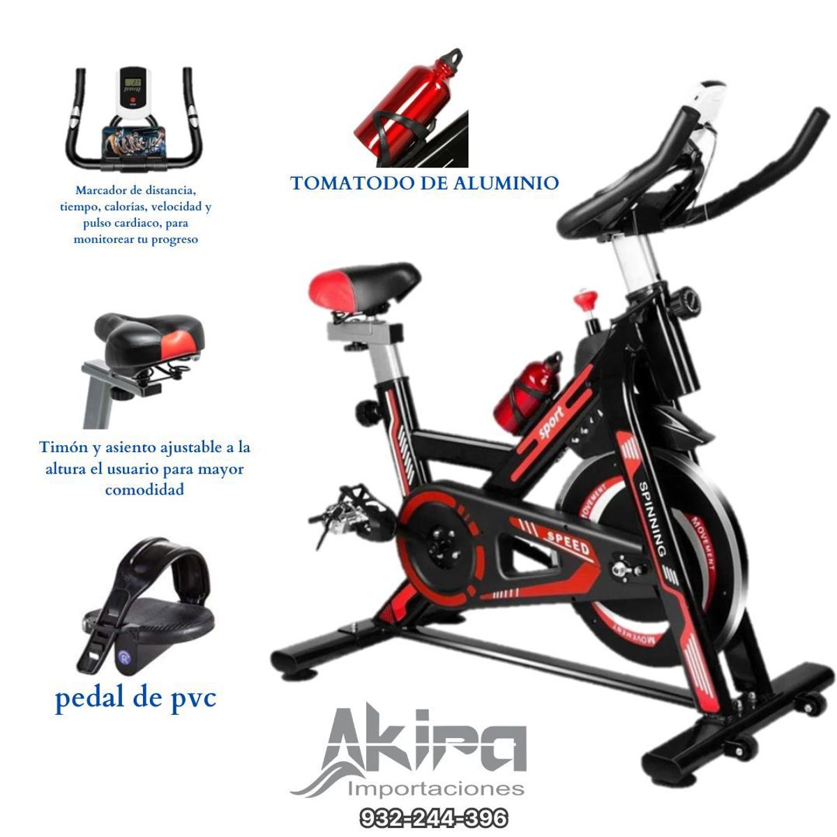 NO LOGO - Bicicleta Estacionaria Volante De 12 Kg Color Azul