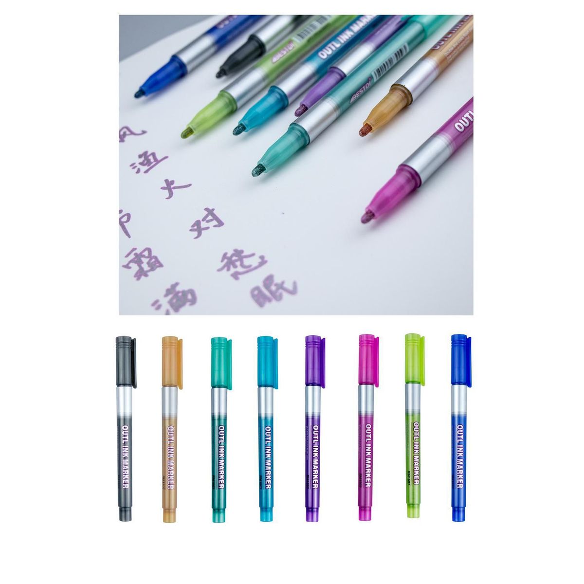 GENERICO - PLUMONES MAGICOS DOBLE TRAZOS METALICOS