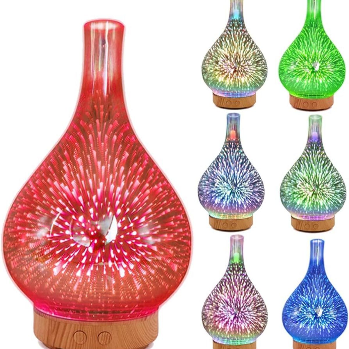 GENERICO - Humidificador luz LED Nocturna Forma de Jarrón de Cristal