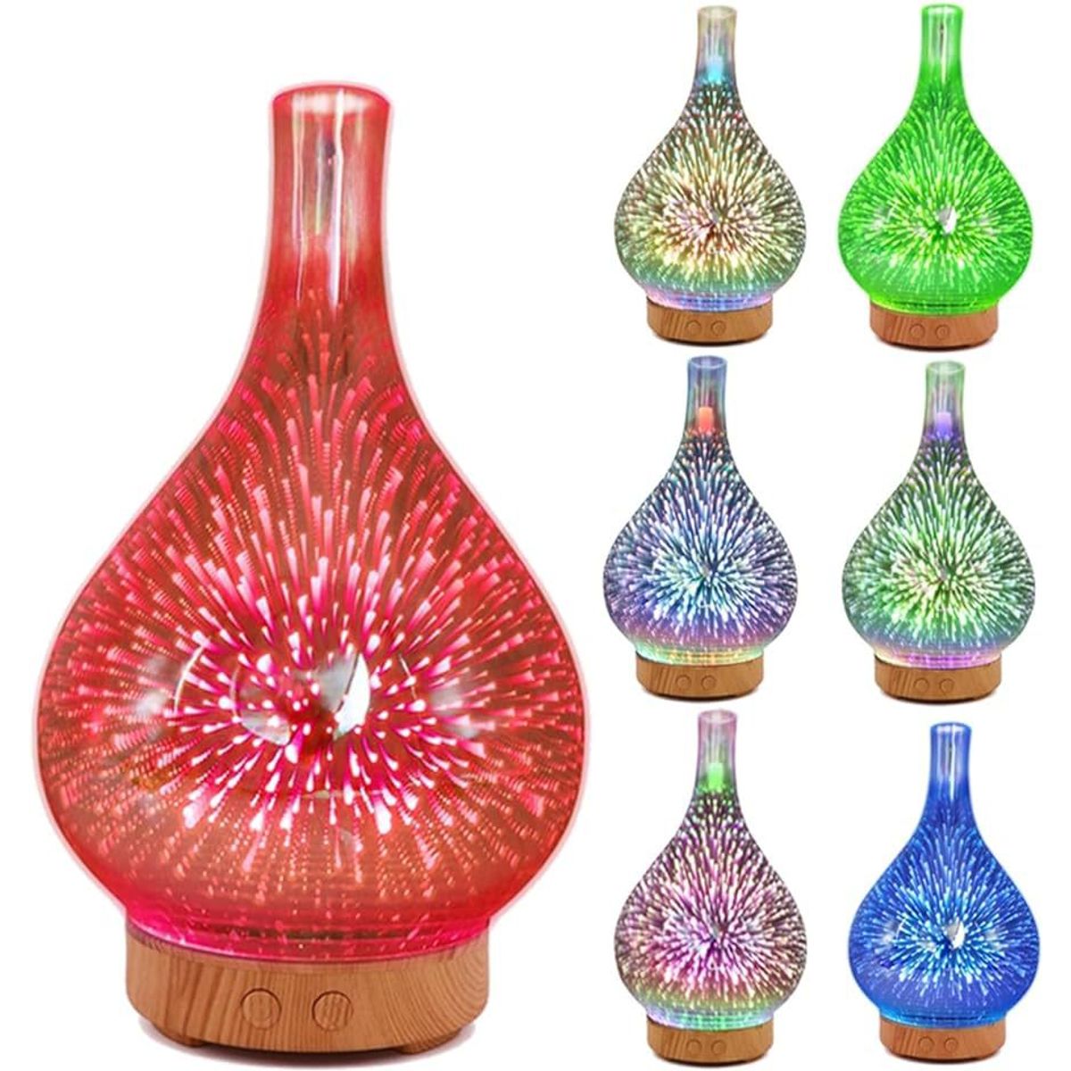 GENERICO - Humidificador luz LED Nocturna Forma de Jarrón de Cristal