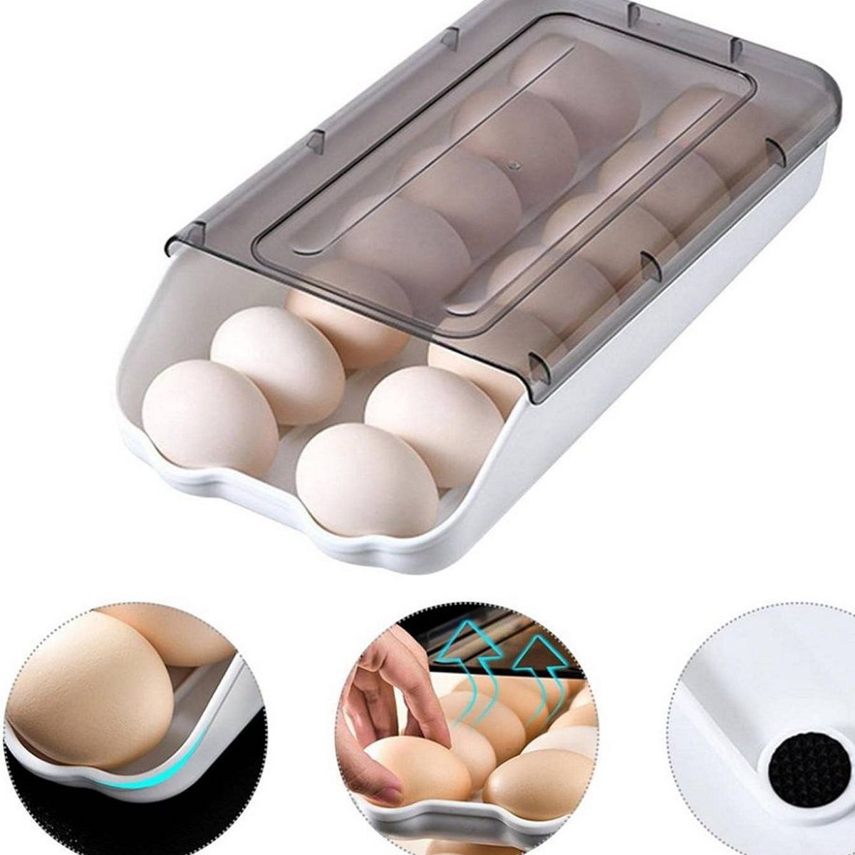 GENERICO - Porta Huevos de 1 Nivel Apilable Capacidad 14 Huevos Blanco