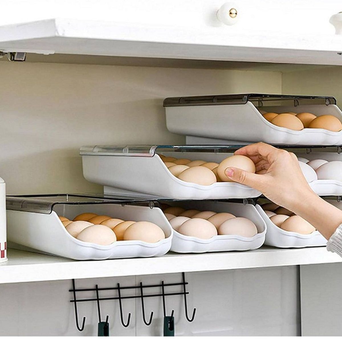 GENERICO - Porta Huevos de 1 Nivel Apilable Capacidad 14 Huevos Blanco