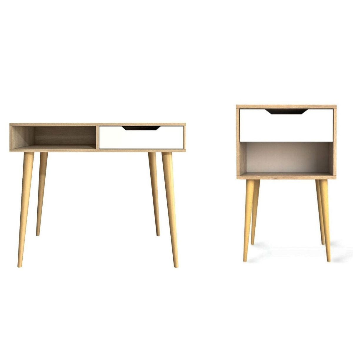 VENTITAS HOME - COMBO Velador y Escritorio Ágatha 1 Cajón Color Duna