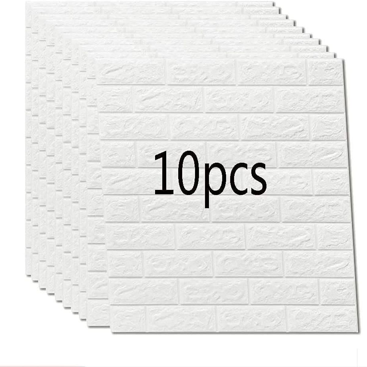 OEM - Pack x 10 Pcs Papel Tapiz Autoadhesivo Decoración 3D Ladrillo Blanco