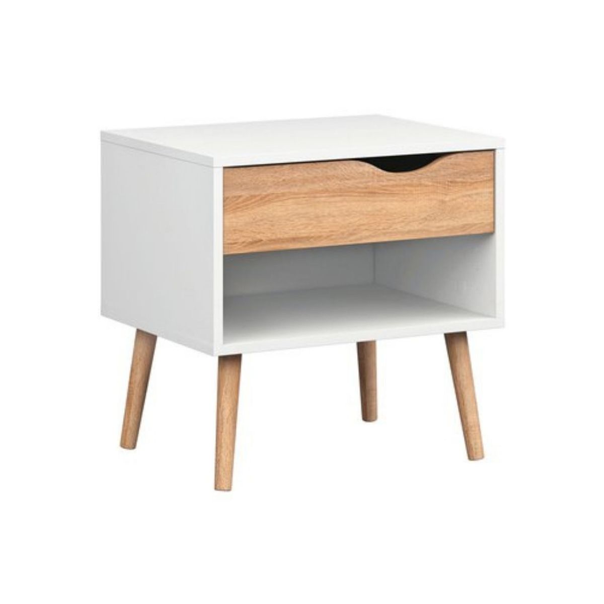 VENTITAS HOME - COMBO Velador y Escritorio Julissa 2 Cajones Blanco y Duna