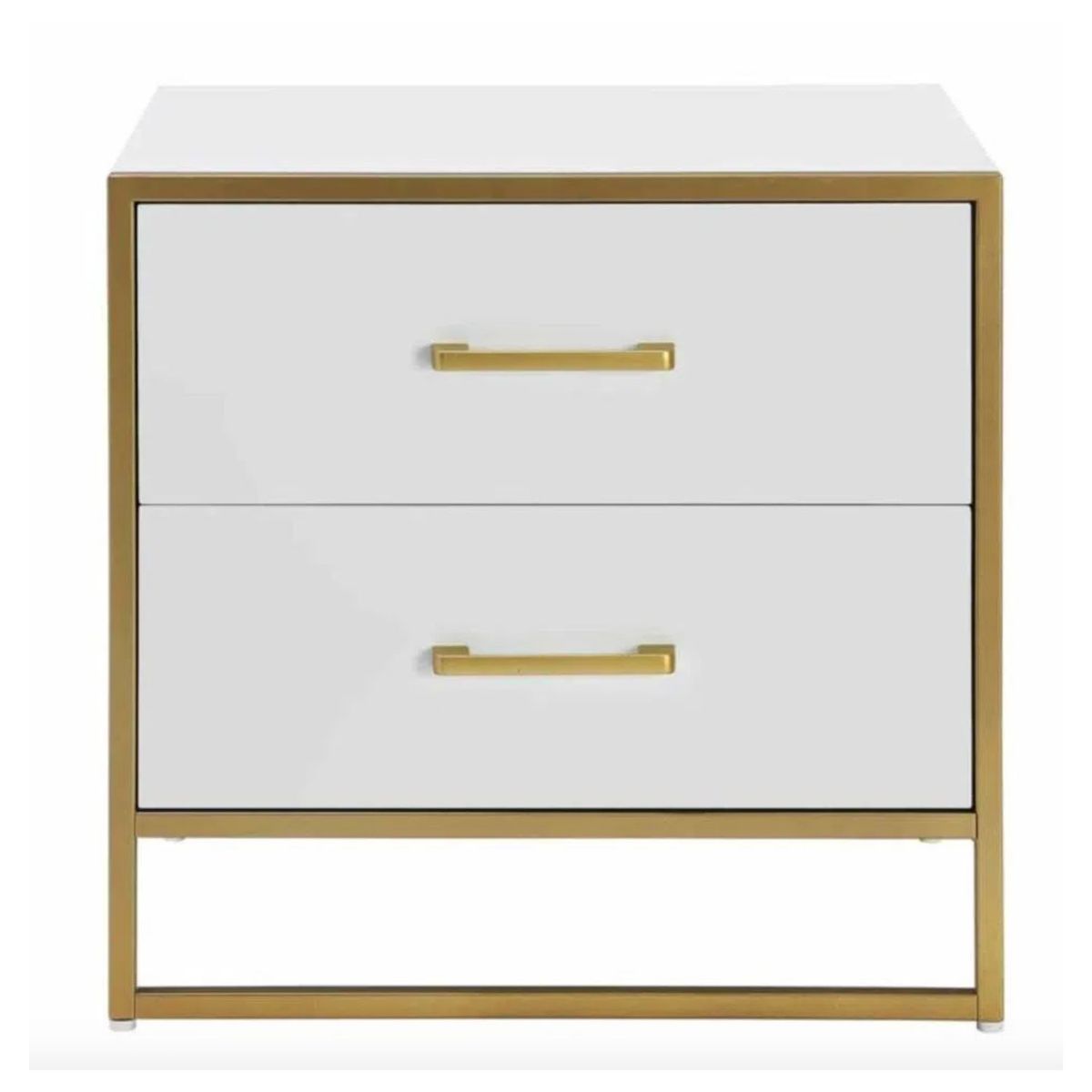 VENTITAS HOME - COMBO Velador Robin y Escritorio Golden Luvellé Blanco y Dorado