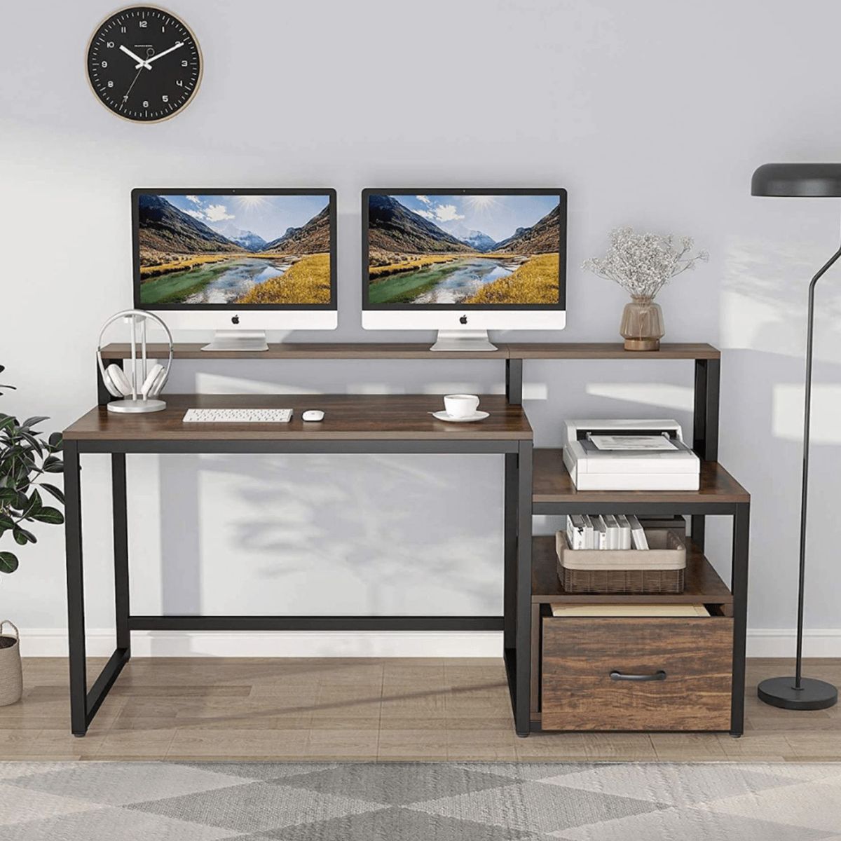 VENTITAS HOME - COMBO Velador Symone y Escritorio Fornitte Gales