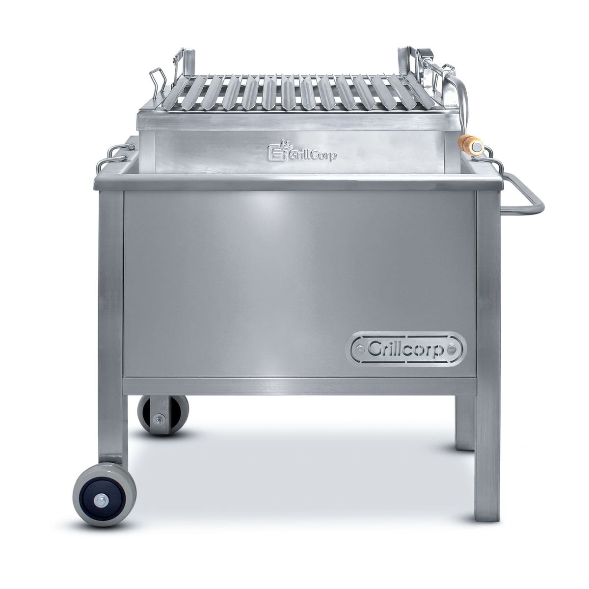 GRILLCORP - Caja China Junior Venecia Inoxidable con Parrilla de levante y Accesorios