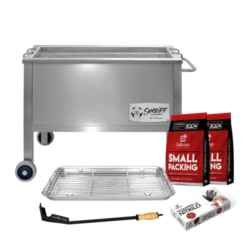 GRILLCORP - Caja China Mediana Venecia Inoxidable con accesorios parrilleros