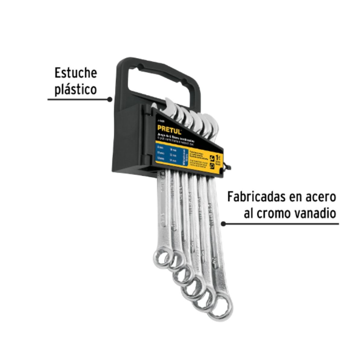 PRETUL - Juego de 6 llaves mixtas mm pretul