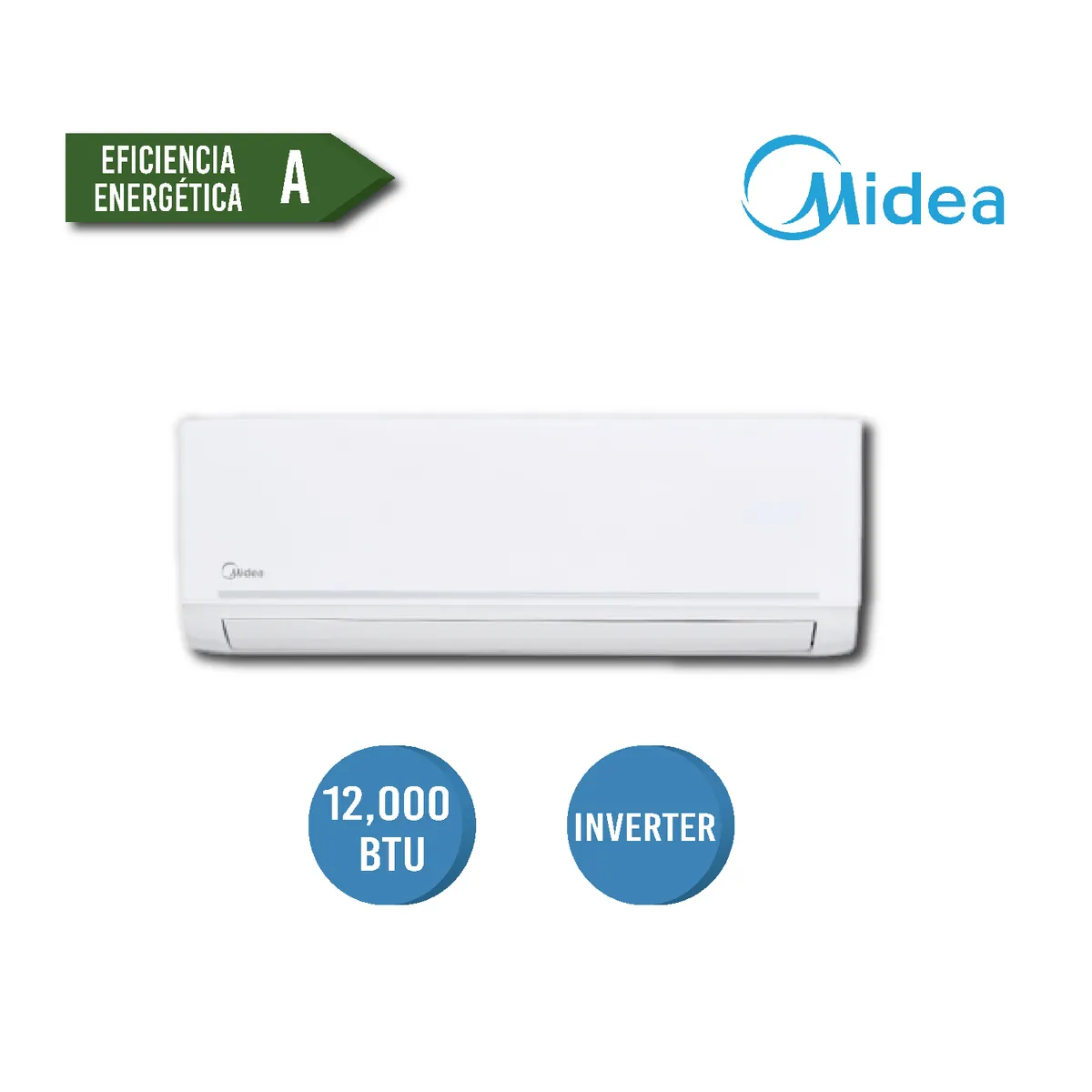 MIDEA - AIRE ACONDICIONADO INVERTER 12000 BTU MIDEA DE CON 3 AÑOS DE GARANTIA