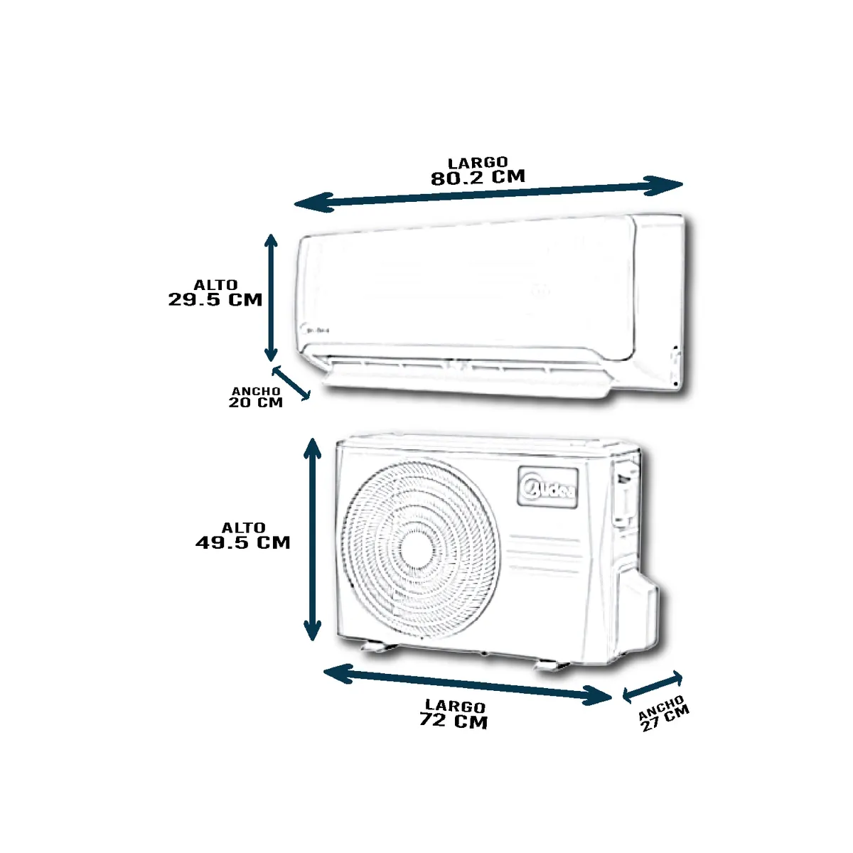 MIDEA - AIRE ACONDICIONADO INVERTER 12000 BTU MIDEA DE CON 3 AÑOS DE GARANTIA