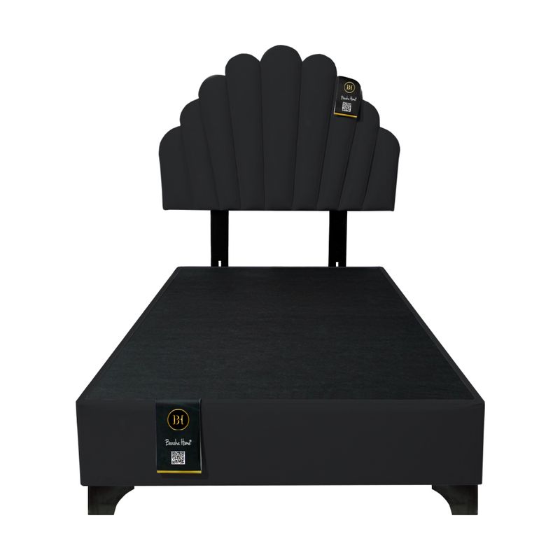 BARAKA HOME - Dormitorio Afrodita + Cabecera patas ajustables 1.5 plz - Negro