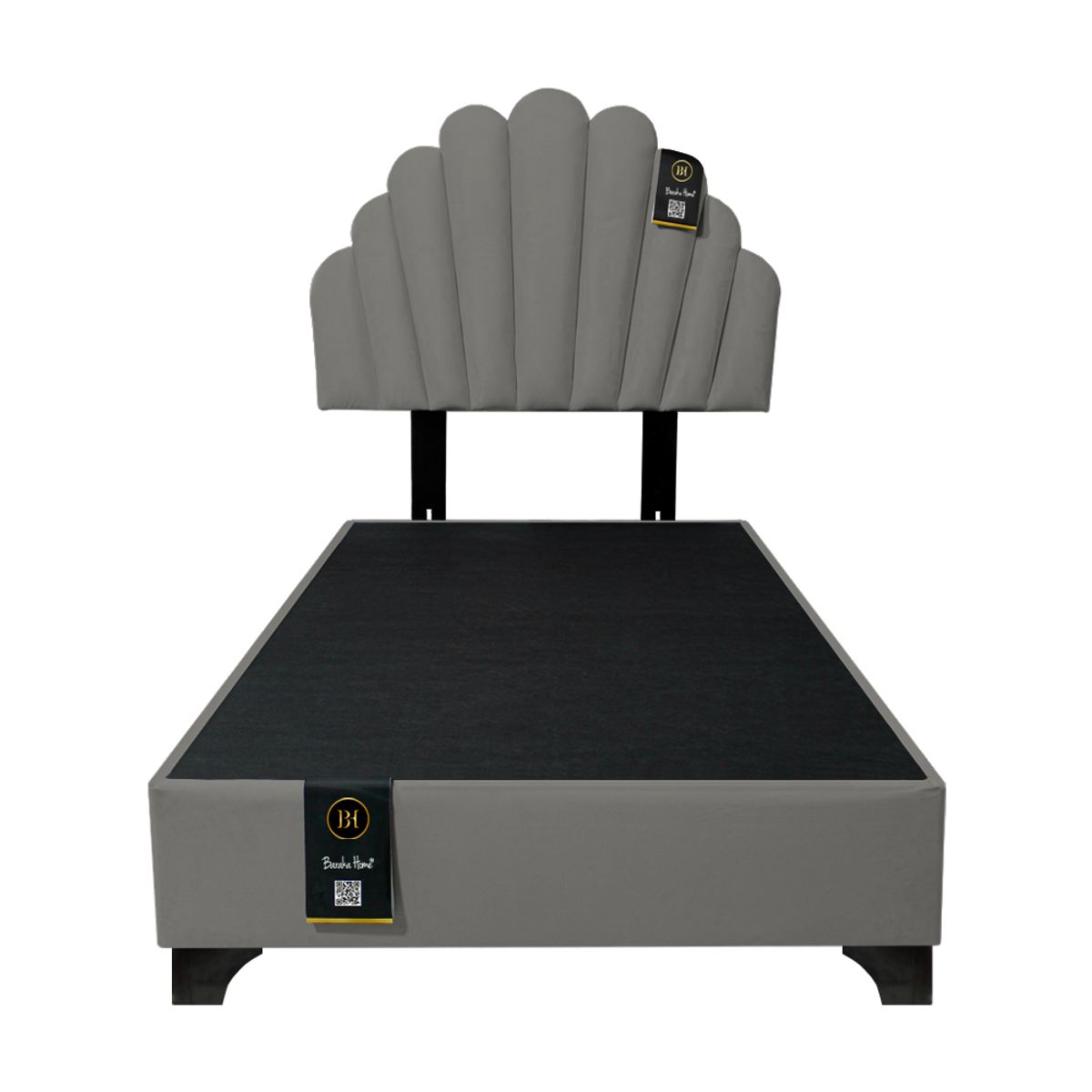 BARAKA HOME - Dormitorio Afrodita + Cabecera patas ajustables 1.5 plz - Gris Oscuro