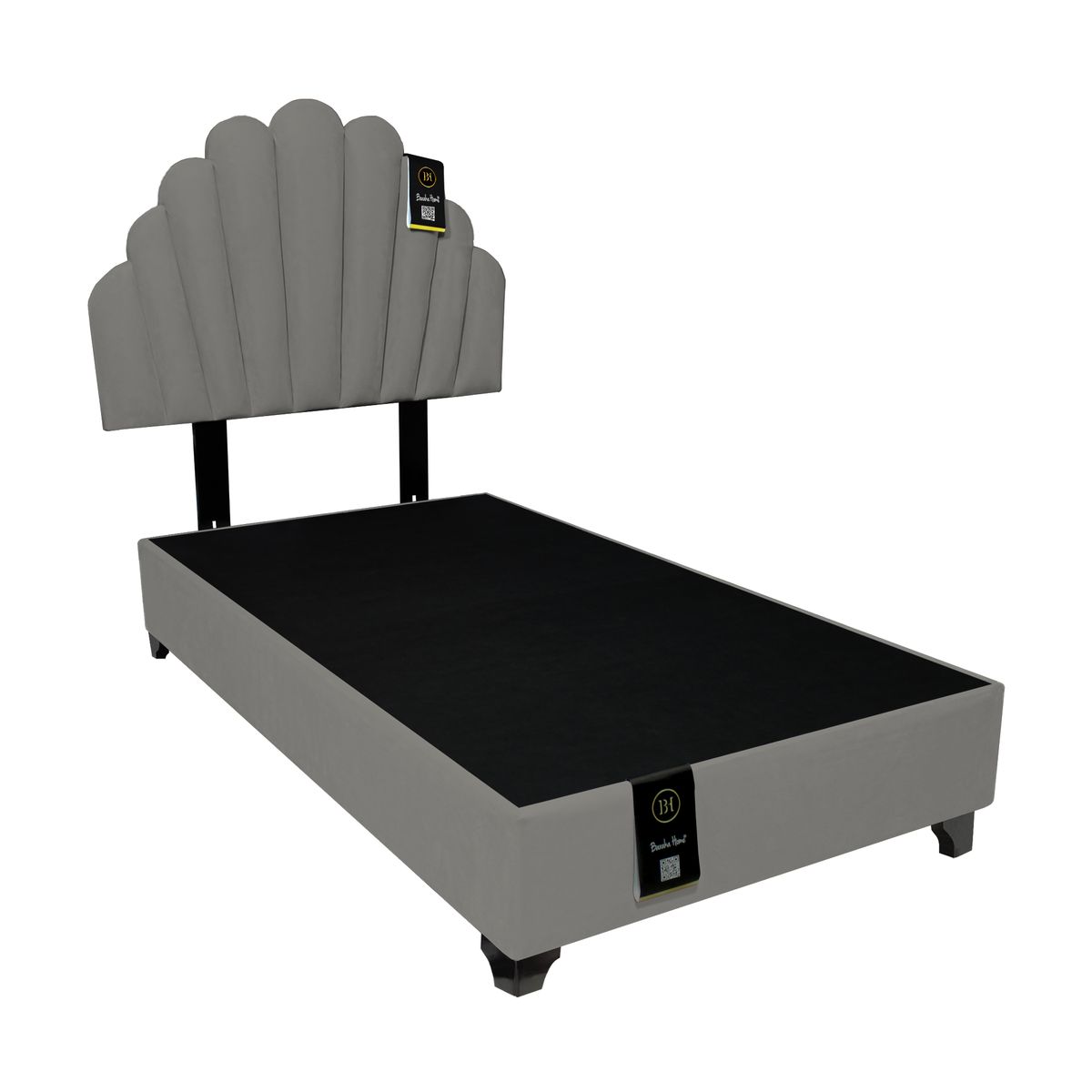 BARAKA HOME - Dormitorio Afrodita + Cabecera patas ajustables 1.5 plz - Gris Oscuro