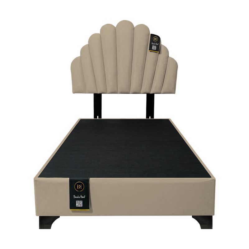 BARAKA HOME - Dormitorio Afrodita + Cabecera patas ajustables 1.5 plz - Beige Claro