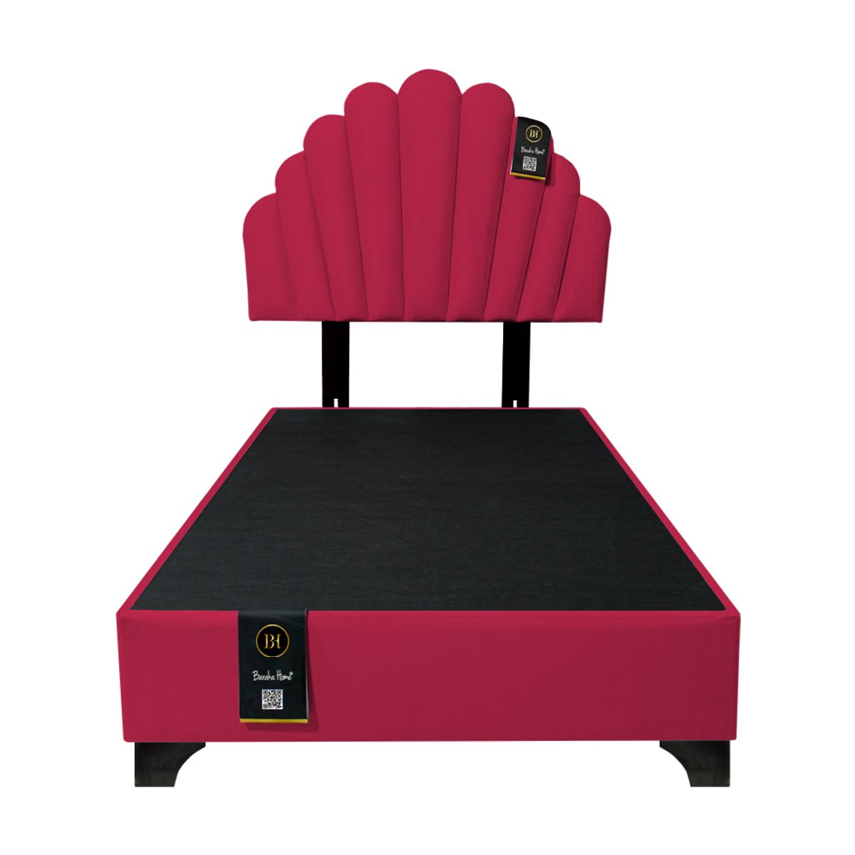 BARAKA HOME - Dormitorio Afrodita + Cabecera patas ajustables 1.5 plz - Rojo