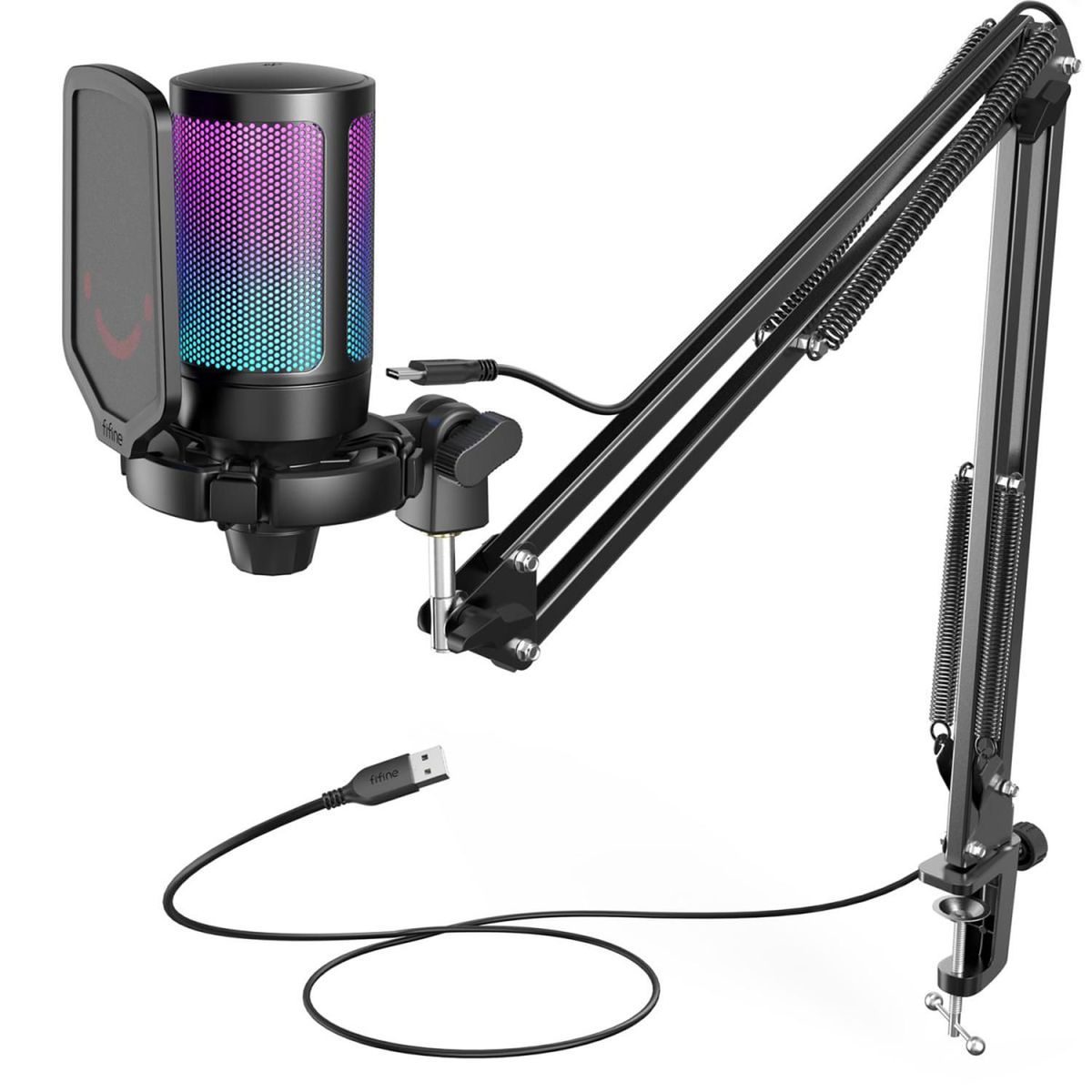 FIFINE - MICROFONO FIFINE A6T BLACK CON SOPORTE DE BRAZO