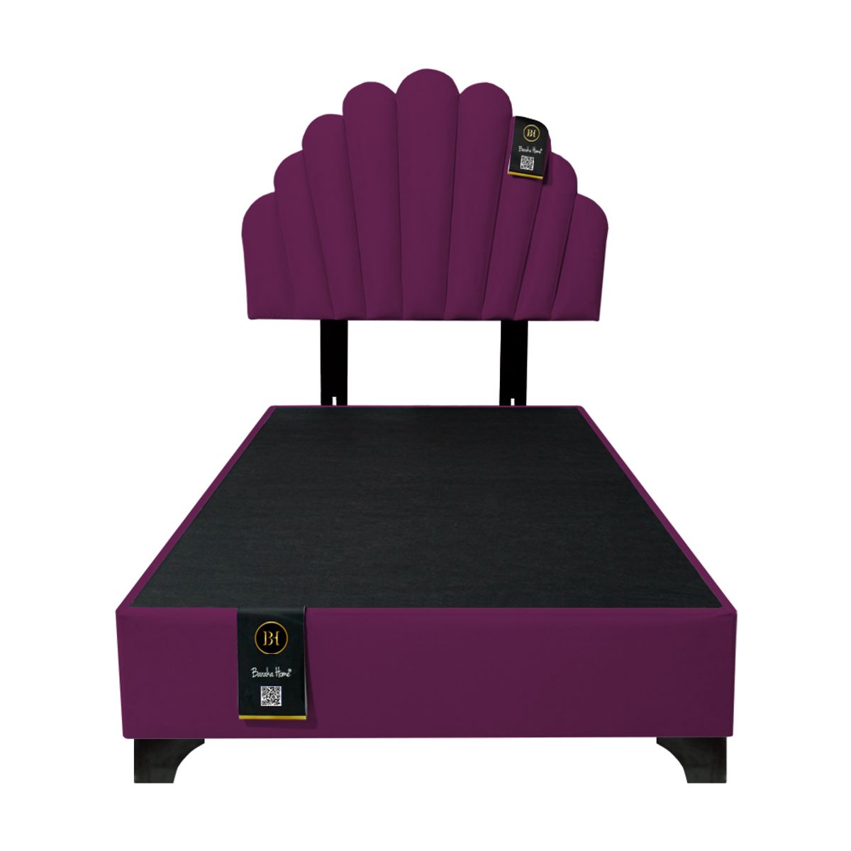 BARAKA HOME - Dormitorio Afrodita + Cabecera patas ajustables 1.5 plz - Púrpura