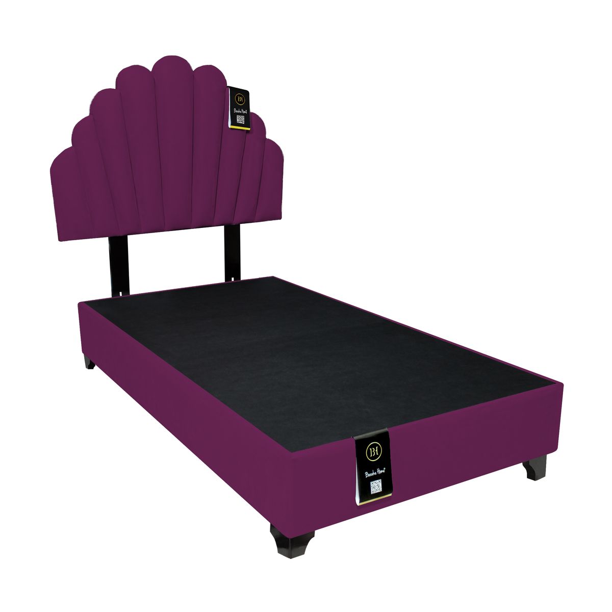 BARAKA HOME - Dormitorio Afrodita + Cabecera patas ajustables 1.5 plz - Púrpura