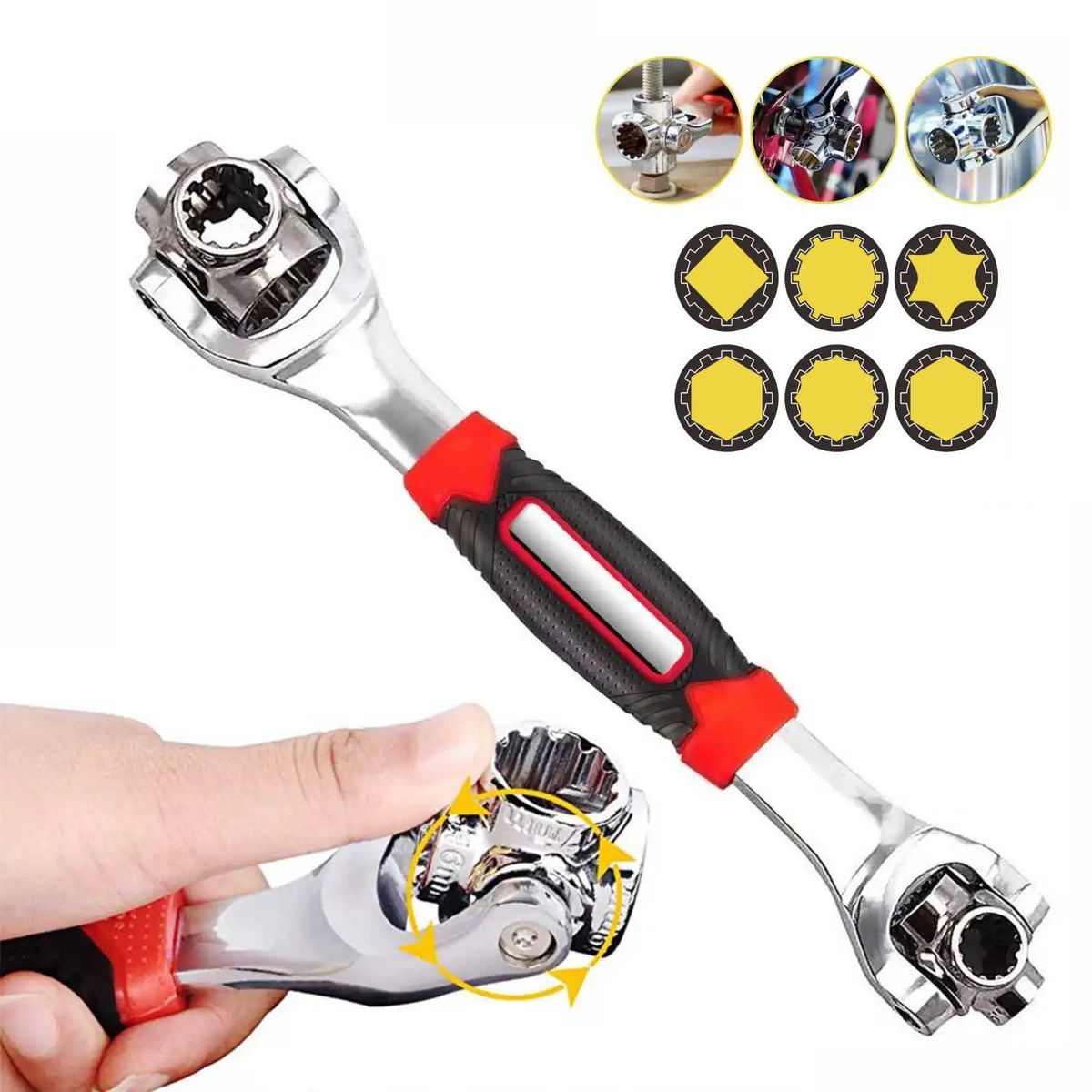 GENERICO - Llave 48 En 1 Cabezal Giratorio Universal Wrench Multiuso 360° Acero