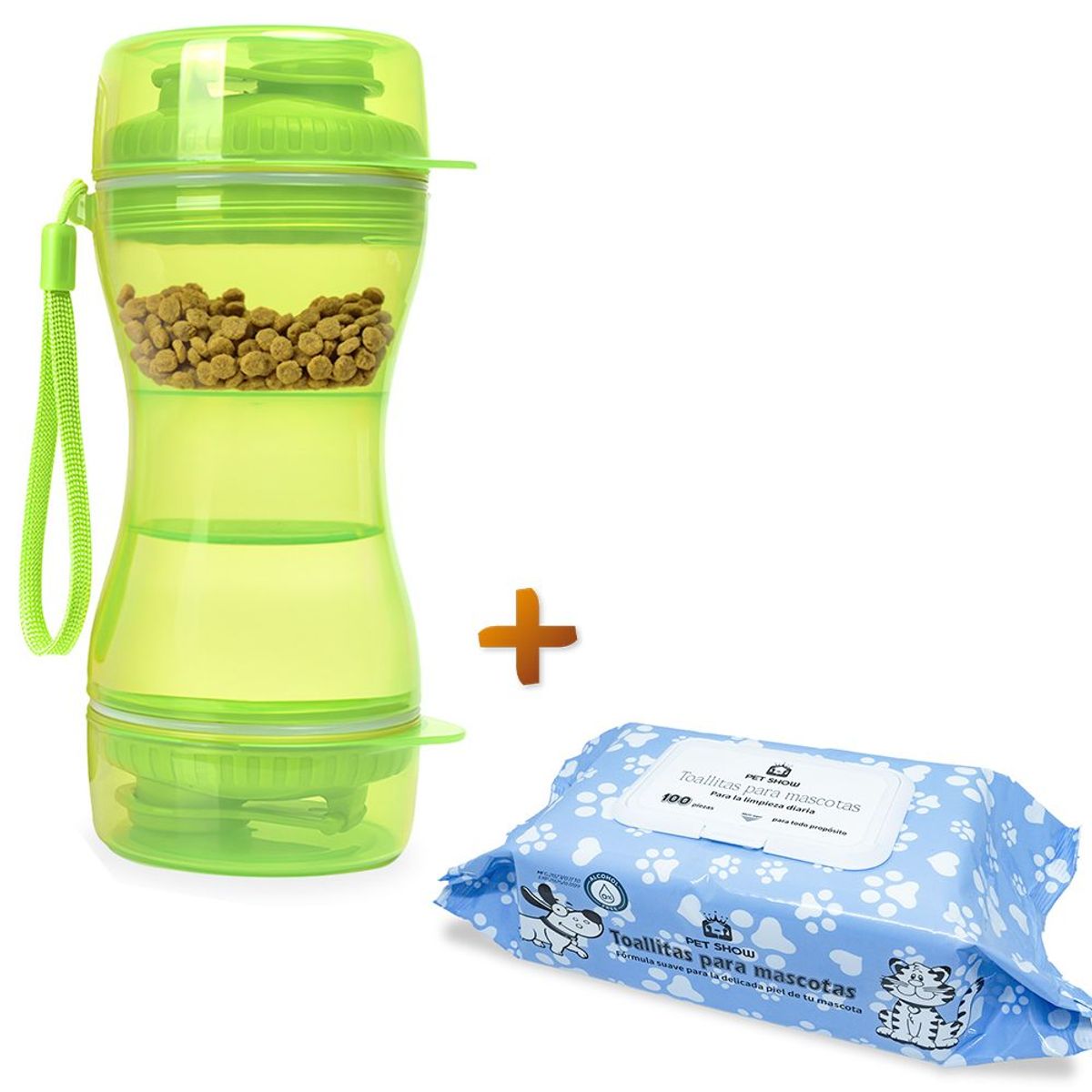 KELLER - Botella Portátil Q03 VD Y Toallitas Húmedas sin Alcohol JM1