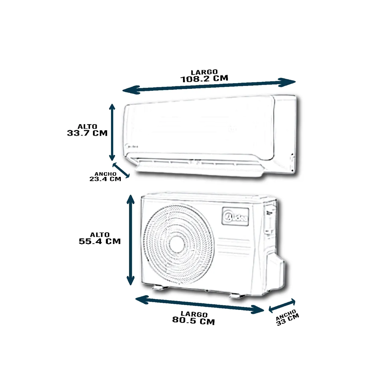 MIDEA - AIRE ACONDICIONADO INVERTER 24000 BTU MIDEA DE CON 3 AÑOS DE GARANTIA