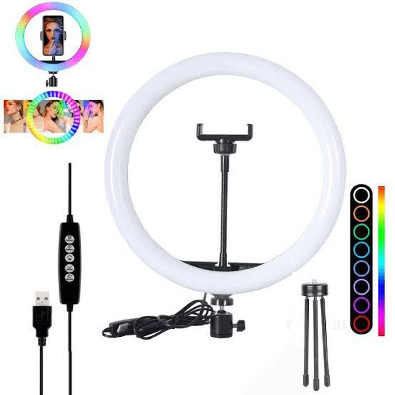 OEM - Aro LED de Colores y Blanco RGBW 20cm  Tripode  Soporte 