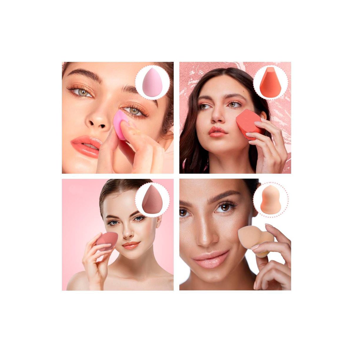 GENERICO - Juego de 7 Esponjas para Maquillaje Beauty Blender en Frasco