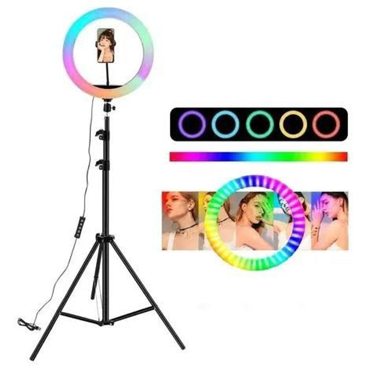 OEM - Aro LED RGB 8pulg 20cm para TikTok Instagram  Tripode 210cm